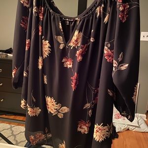 Plus size floral off the shoulder blouse